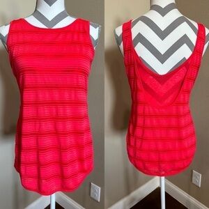 ATHLETA Sun Stripe Layered Tank Bright Red Scoop Back Sleeveless Workout Tank